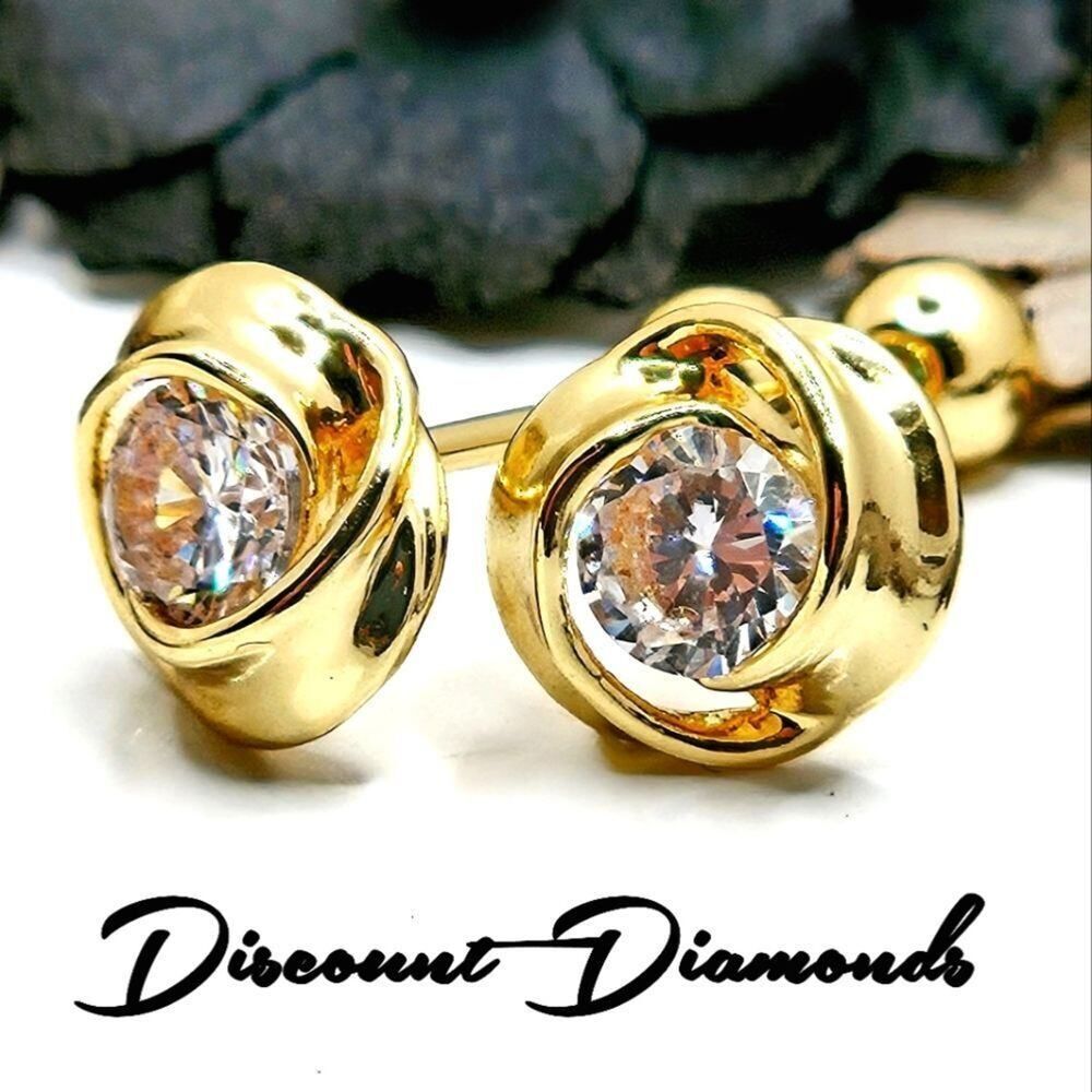 Dainty Accentuated Design 18K Yellow Gold Earrings on 925 Silver